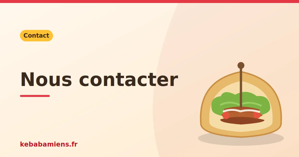 Visuel de contact de kebabamiens.fr avec l'illustration de marque du kebab en pita.