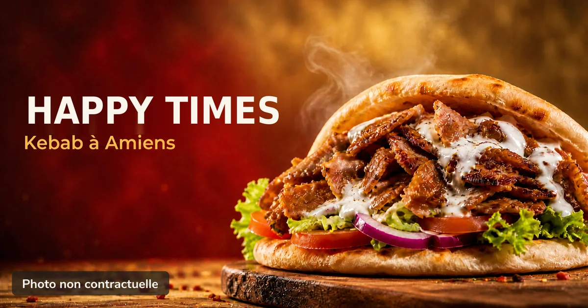 Happy Times, kebab à Amiens : photo gourmande d'un kebab (kebabamiens.fr).