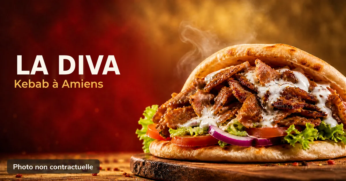 La Diva, kebab à Amiens : photo gourmande d'un kebab (kebabamiens.fr).