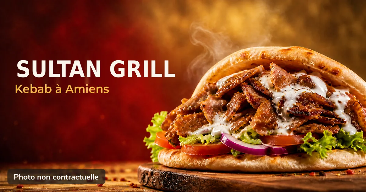 Sultan Grill, kebab à Amiens : photo gourmande d'un kebab (kebabamiens.fr).