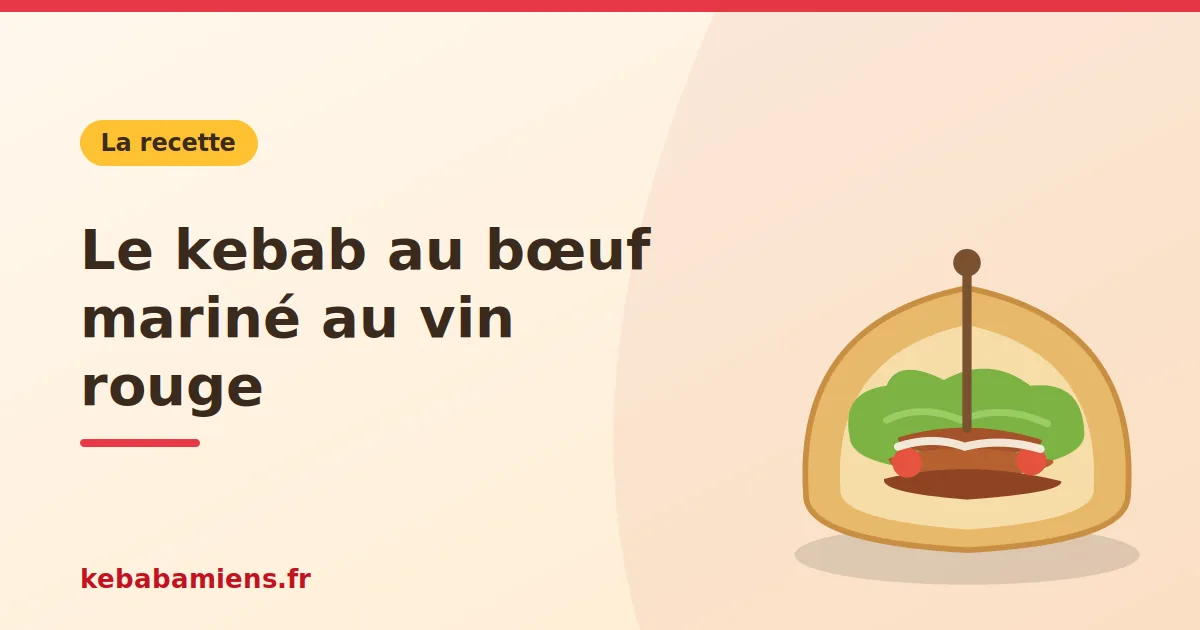 Le kebab au bœuf mariné au vin rouge, illustration de la recette de kebab sur kebabamiens.fr.