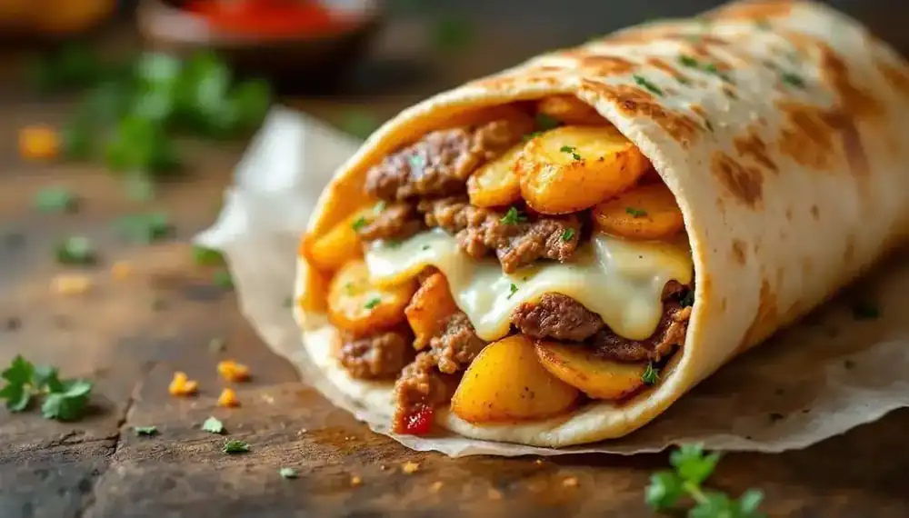 découvrez notre délicieux kebab au fromage raclette, accompagné de pommes de terre sautées croustillantes. un plat savoureux qui allie le fondant du fromage et la texture irrésistible des pommes de terre. parfait pour une pause gourmande!