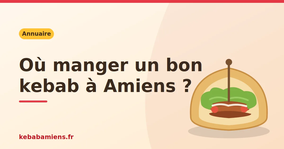 Illustration kebabamiens.fr pour l'annuaire des kebabs à Amiens : où manger un bon kebab, avec un dessin de kebab en pita.