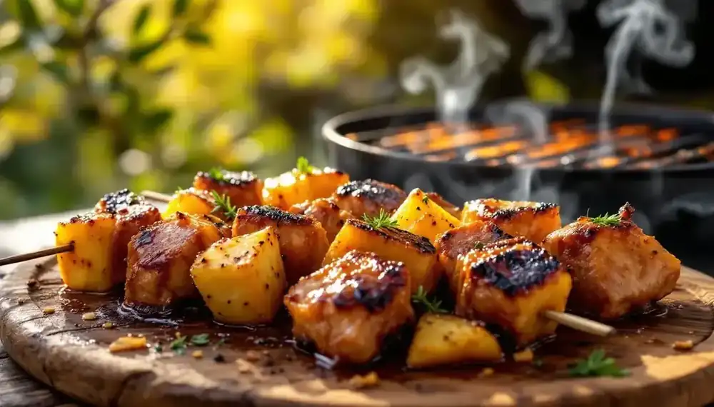 découvrez une recette savoureuse de kebabs alliant la douceur de l'ananas grillé à la tendreté de la viande caramélisée. idéals pour un repas convivial, ces kebabs raviront vos papilles avec leurs saveurs exotiques et leur texture juteuse. parfait pour impressionner vos invités lors de vos barbecues estivaux !