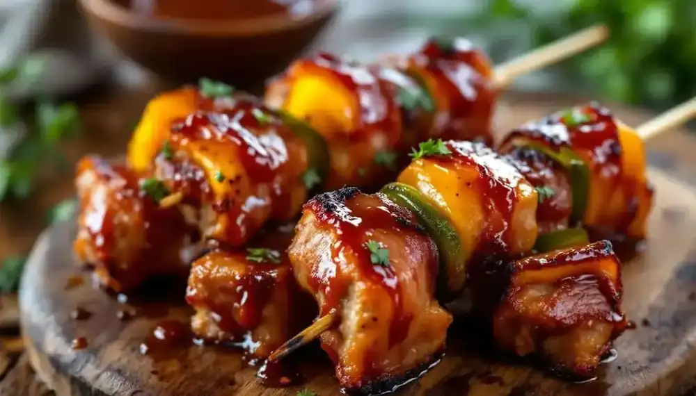 découvrez une recette savoureuse de kebabs au bacon, généreusement accompagnés d'une sauce barbecue maison. parfait pour un repas convivial, ce plat charmera vos invités avec des saveurs irrésistibles et une préparation simple. essayez-le dès aujourd'hui !