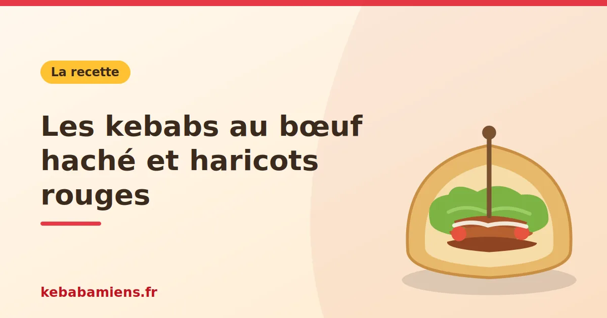 Les kebabs au bœuf haché et haricots rouges, illustration de la recette de kebab sur kebabamiens.fr.