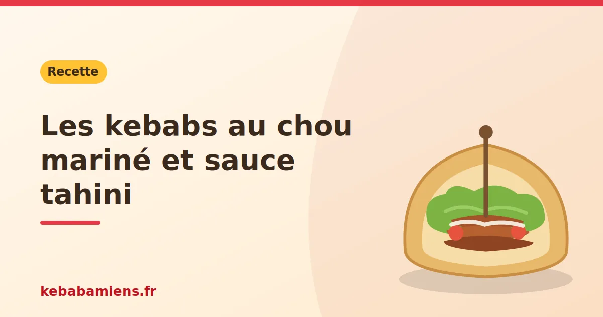 Les kebabs au chou mariné et sauce tahini, illustration de la recette de kebab sur kebabamiens.fr.