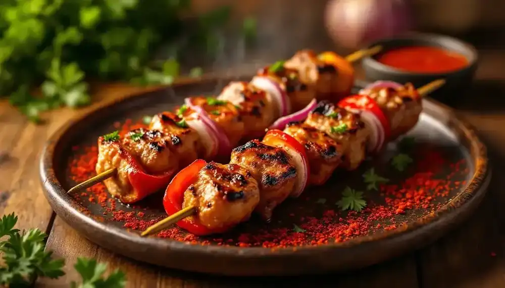 découvrez l'irrésistible mariage des saveurs avec nos kebabs épicés au piment d'espelette. une aventure culinaire qui éveillera vos papilles grâce à la chaleur subtile et aromatique du piment d'espelette, parfaitement associée à des ingrédients frais et savoureux. idéal pour les amateurs de sensations fortes et de gastronomie authentique.