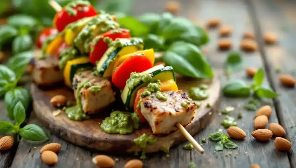 découvrez nos délicieux kebabs au pesto d’amandes et légumes frais, une recette savoureuse et saine pour régaler vos papilles à chaque bouchée.