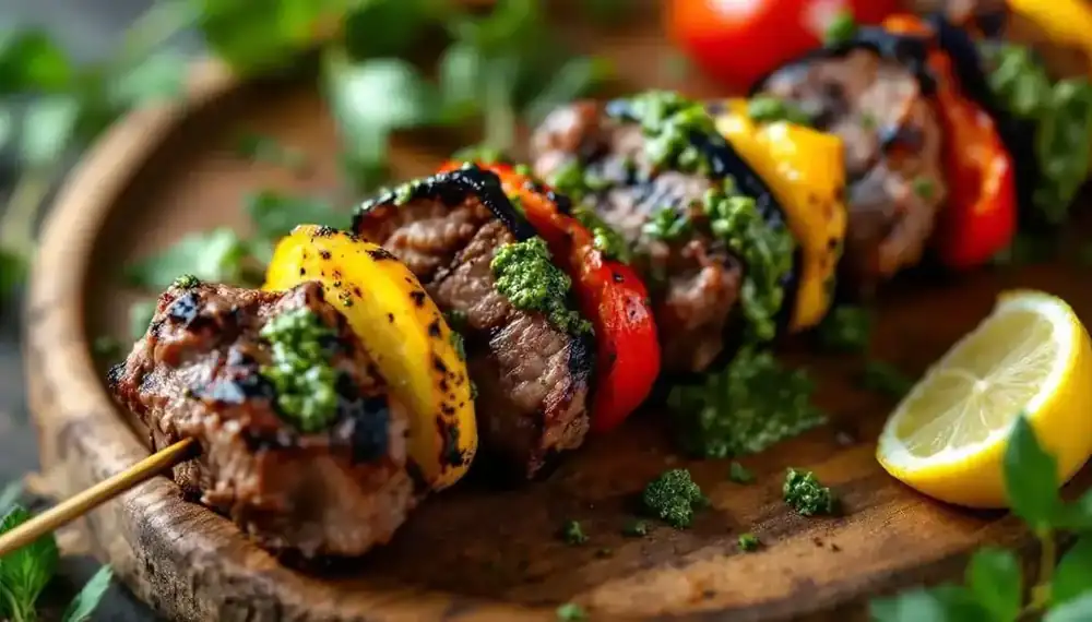 découvrez une recette savoureuse de kebabs au pesto, accompagnés de légumes grillés, pour un repas plein de fraîcheur et de saveurs méditerranéennes. parfait pour un dîner en plein air ou une soirée entre amis, ces kebabs allient le goût du pesto à la tendreté des légumes grillés. régalez-vous avec cette délicieuse combinaison!