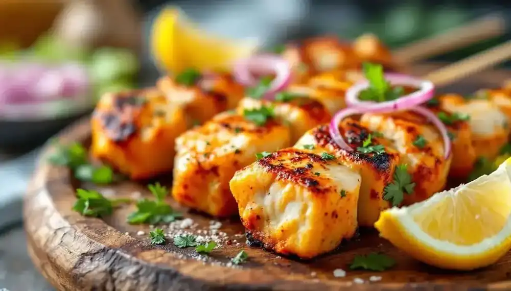 découvrez une recette originale de kebabs au poisson mariné, sublimé par un mélange d'épices orientales. savourez une explosion de saveurs exotiques pour un repas sain et gourmand !
