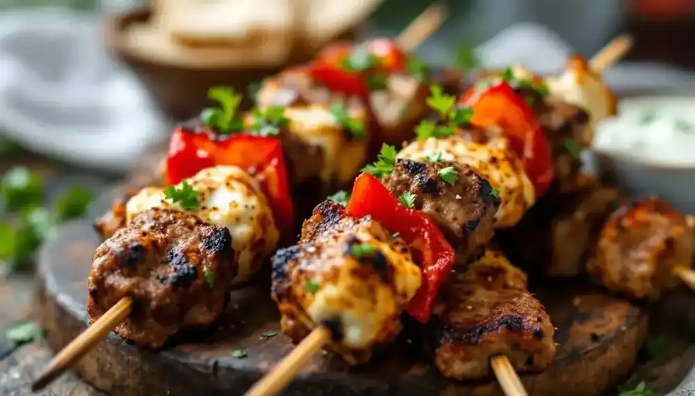 découvrez une recette savoureuse de kebabs aux poivrons rouges rôtis et fromage de chèvre, idéale pour un repas convivial et gourmand. un mélange de saveurs unique à tester dès maintenant !