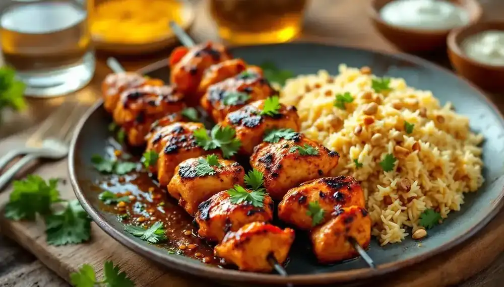 découvrez notre recette de kebabs au poulet épicé, accompagnés d’un riz délicieusement parfumé. un plat savoureux qui allie épices et douceur pour régaler vos papilles !