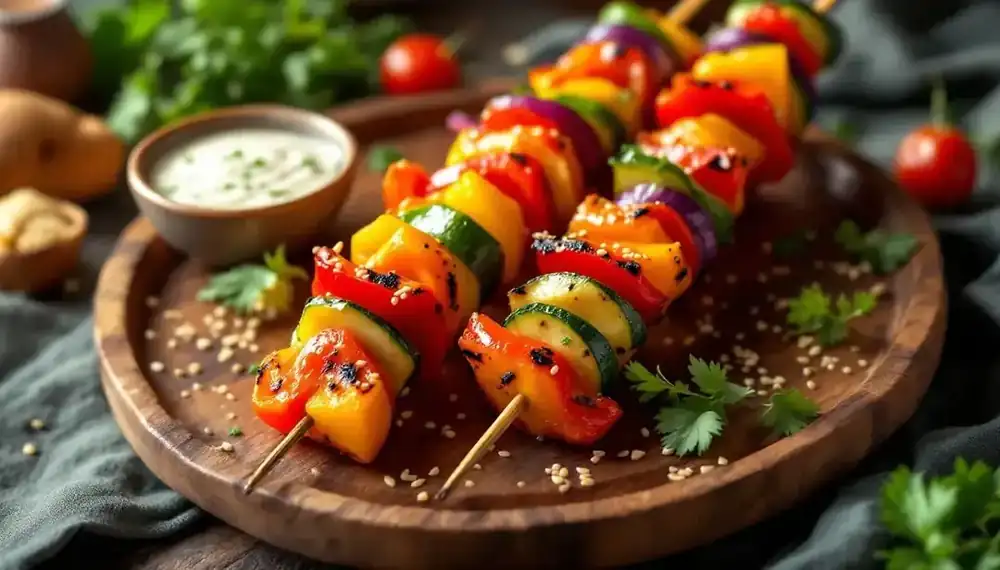 découvrez une recette délicieuse de kebabs aux graines de sésame, accompagnés de légumes croquants. profitez d'un mélange savoureux et équilibré qui ravira vos papilles. idéal pour un repas rapide et sain !