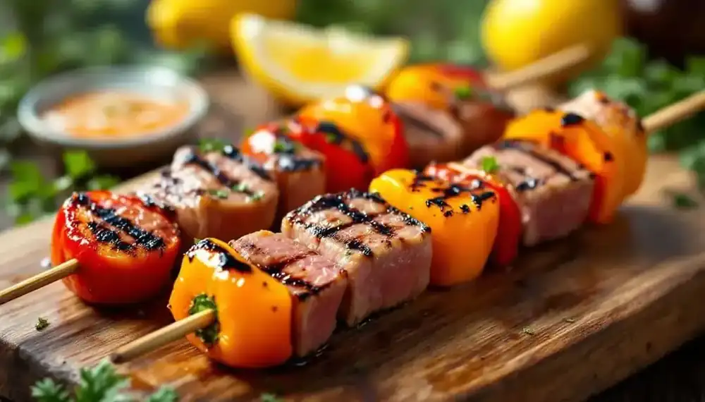 découvrez notre délicieuse recette de kebabs au steak de thon et poivrons doux, savoureuse et équilibrée, parfaite pour un repas léger et plein de saveurs. idéal pour régaler vos convives en toute simplicité !