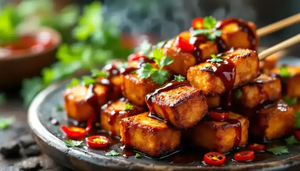 découvrez notre recette gourmande de kebabs au tofu croustillant, relevés d'une délicieuse sauce soja. un plat végétarien savoureux, facile à préparer et parfait pour varier les plaisirs !