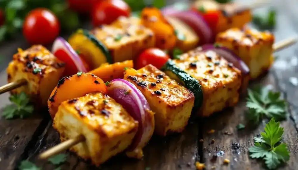 découvrez notre recette de kebabs au tofu mariné accompagnés de légumes frais : une alternative végétarienne savoureuse, saine et colorée qui ravira tous les gourmands !