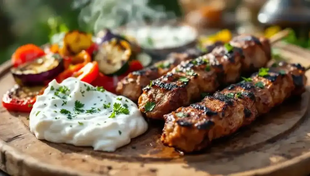 découvrez la recette savoureuse des kebabs au yaourt grec et légumes grillés : un plat équilibré, frais et plein de saveurs, idéal pour un repas convivial et rapide à préparer.