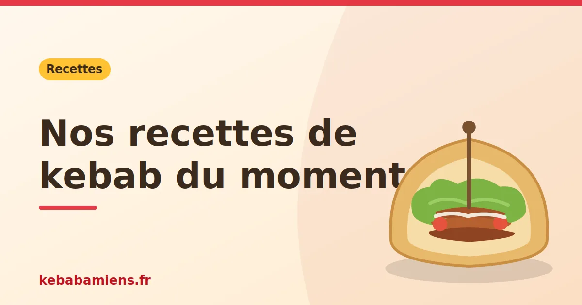 Visuel kebabamiens.fr de nos recettes de kebab du moment, avec une illustration de kebab en pain pita.