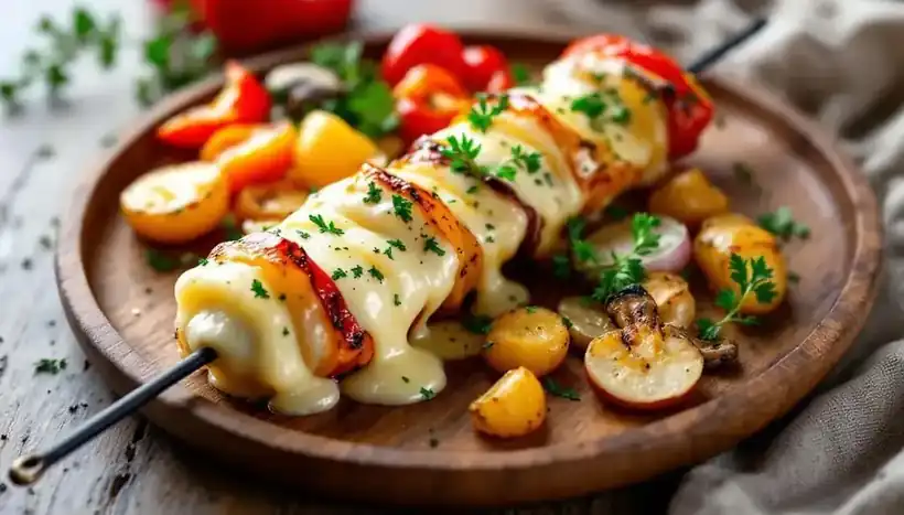 découvrez notre délicieux kebab au fromage raclette, agrémenté de savoureuses pommes de terre sautées. une fusion parfaite de saveurs qui ravira vos papilles !
