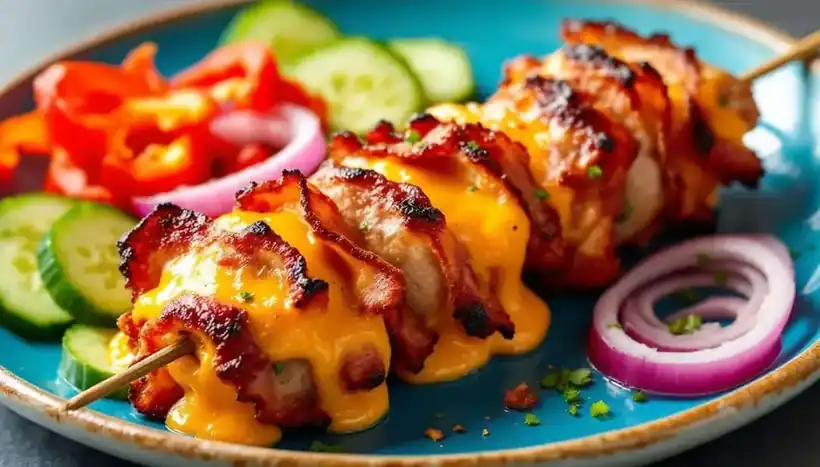 découvrez nos délicieux kebabs au bacon croustillant et cheddar fondu, une explosion de saveurs irrésistibles pour les amateurs de street food gourmande. à savourer chaud, à tout moment !