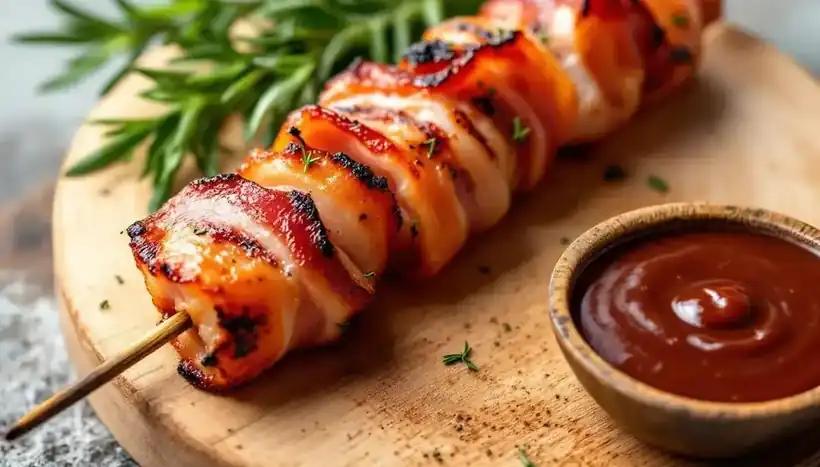 découvrez nos kebabs au bacon grillé, sublimés par des herbes fraîches pour une explosion de saveurs. idéal pour un repas gourmand et original !