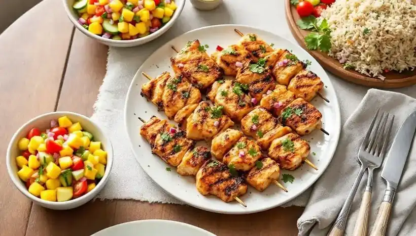 découvrez une expérience culinaire unique avec nos kebabs au poisson grillé, accompagnés d'une salsa à la mangue savoureuse. une fusion de saveurs exotiques qui ravira vos papilles et apportera une touche d'été à vos repas.