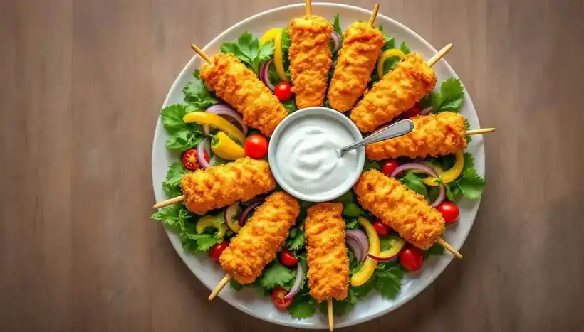 découvrez notre recette savoureuse de kebabs au poulet frit, enrobés d'une délicieuse sauce ranch maison. parfaite pour un repas convivial ou un pique-nique, cette spécialité allie croustillant et onctuosité pour un plaisir gustatif inégalé.