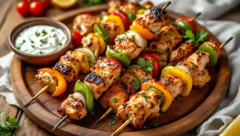 découvrez nos délicieux kebabs au poulet rôti accompagnés de légumes frais, pour un repas savoureux et équilibré. idéal pour une pause gourmande saine et pleine de saveurs !