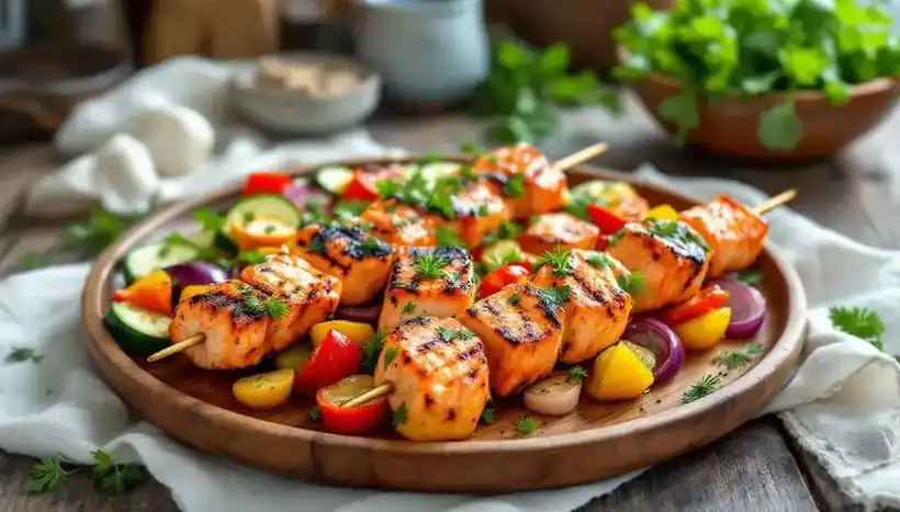 découvrez notre recette savoureuse de kebabs au saumon mariné et herbes fraîches : une alliance délicate de poisson tendre, d’aromates et de fraîcheur, idéale pour un repas sain et gourmand.