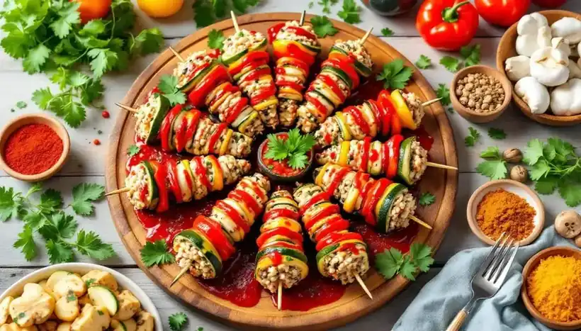 découvrez notre délicieuse recette de kebabs aux légumes farcis, accompagnés d'une savoureuse sauce tomate maison. parfaits pour un repas sain et gourmand, ces kebabs sont idéaux pour les amateurs de cuisine végétale. préparez-les facilement chez vous et régalez vos amis et votre famille !