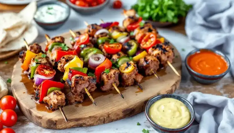 découvrez une recette savoureuse de kebabs aux légumes rôtis accompagnés d'une sauce crémeuse. parfait pour un repas gourmand, coloré et végétarien, à partager en famille ou entre amis !