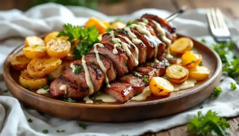 découvrez nos kebabs savoureux aux pommes de terre rissolées et aux épices fumées, une explosion de saveurs uniques qui éveillera vos papilles.
