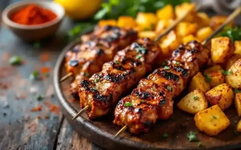 Les kebabs au steak haché et légumes grillés